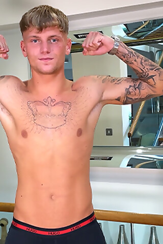 Straight Young Stud's Rock Hard Uncut Cock gets Wanked & Cums Everywhere!